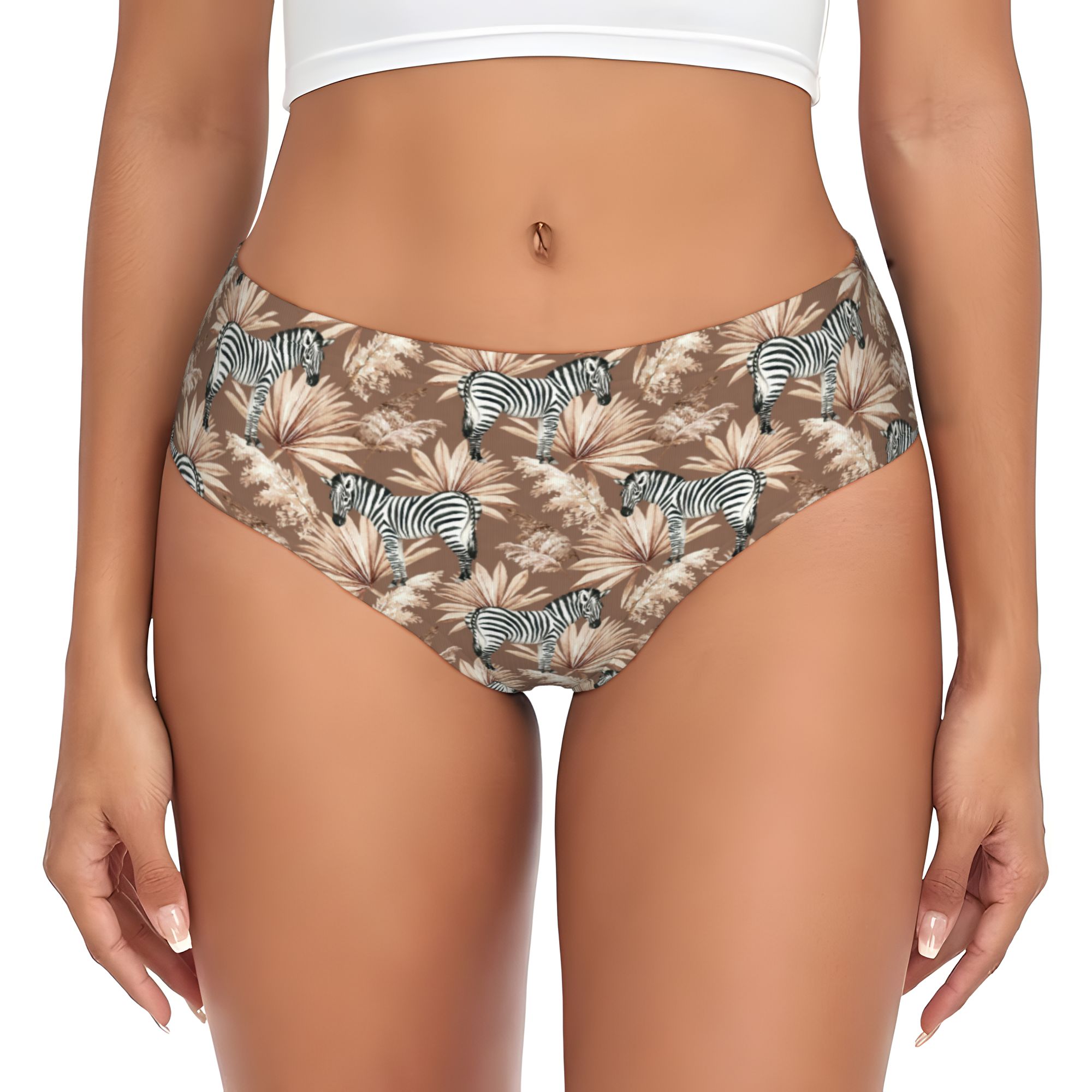 Palm Leaf Dried - Damskie majtki ze wzorem zebry i